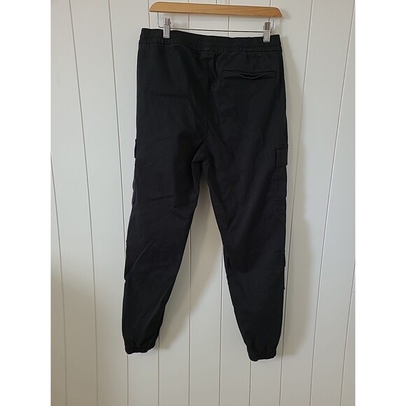 Hollister Jogger Pants Large Mens Black Logo Advance Stretch Tapered Drawstring - Picture 5 of 8
